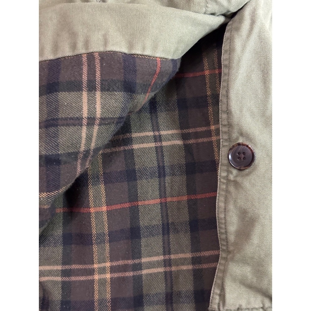 Lands' End Women's Olive Green Canvas Barn Jacket Corduroy Collar Plaid Lined Sm - Picture 5 of 8